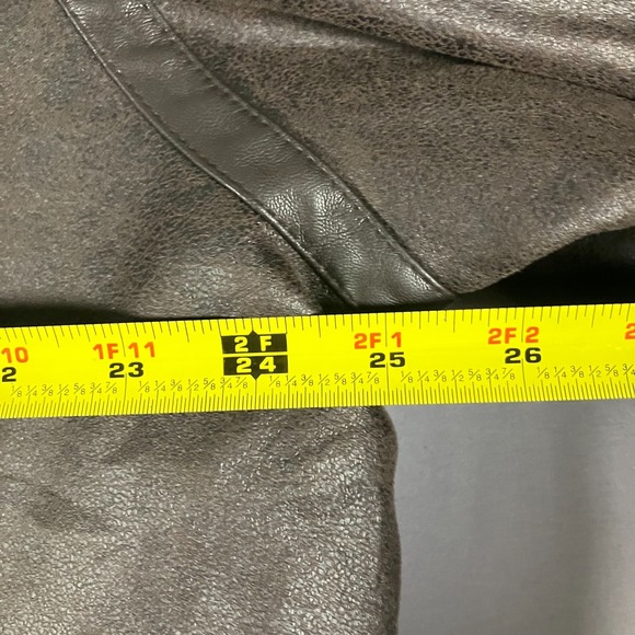 Calvin Klein Men's Extra Large Faux Leather Sherpa Collar Moto Jacket Brown - Picture 8 of 16